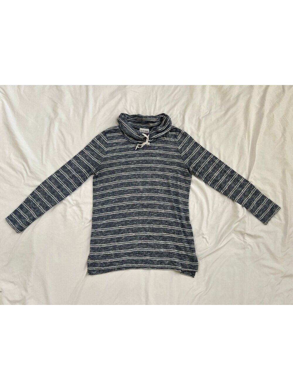 Olive + Oak Women's size large blue and white striped cowl neck long sleeve top